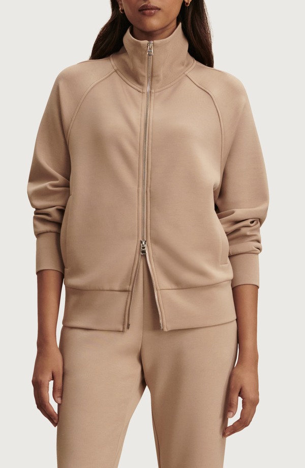 バーレイ レディース アウター パーカー・スウェット プルオーバー Varley Tyde Mixed Media Zip Front Sweatshirt Lightaupe トープ
