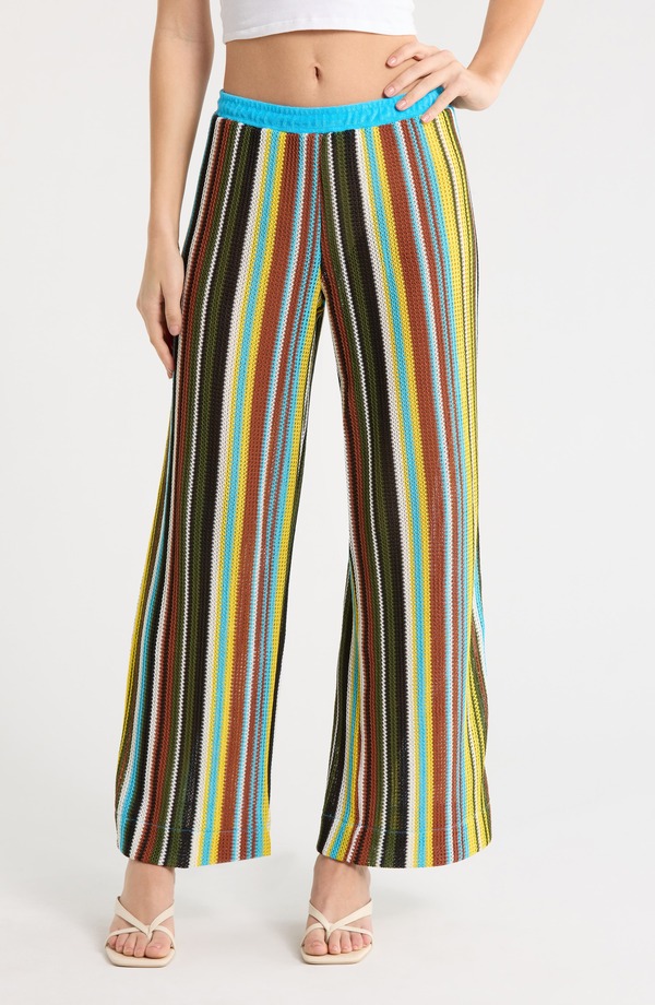スタウド レディース ボトムス レギンス ズボン下 STAUD Ali Open Stitch Stripe Pantskate Stripe 縞模様