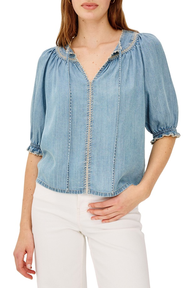 レイルズ レディース トップス プルオーバー Rails Belina Chambray Top Washed Blue 青色