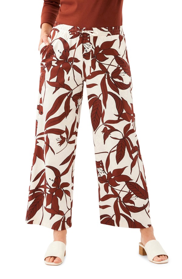 カレンケーン レディース ボトムス レギンス ワイドレッグ 御花柄 刷り上げる ズボン下 綿織物 御花 Karen Kane Floral Print Stretch Cotton Drawstring Wide Leg Pants Print