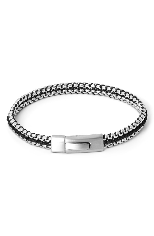 タテオシアン メンズ 付属物 ブレスレット・バングル・アンクレット Tateossian Men\u0027s Tris Button Bracelet Black 黒いこと