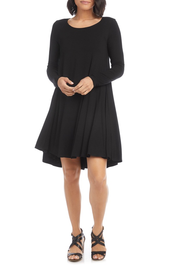 カレンケーン レディース トップス ワンピース ジャージー Karen Kane Maggie Long Sleeve Jersey Trapeze Dress Black ブラック|ReVida 店