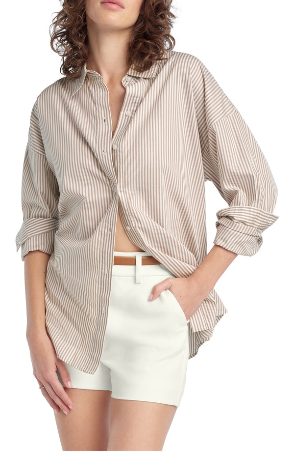 フェイバリット ドーター レディース トップス プルオーバー Favorite Daughter Ex Boyfriend Oversize Button-Up Shirt Softaupe Stripe トープ