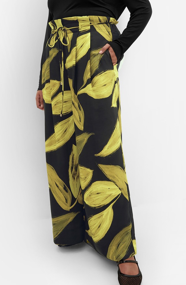 シティーシック レディース ボトムス レギンス ワイドレッグ ズボン下 City Chic Shania Paperbag Waist Wide Leg Pants Abstract Zest