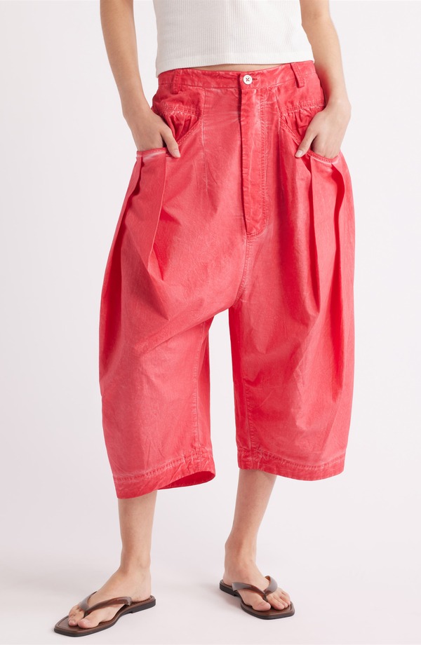 フリーピープル レディース ボトムス レギンス ズボン下 綿織物 Free People Sundry Crop Cotton Pants High Risk Red 赤いこと