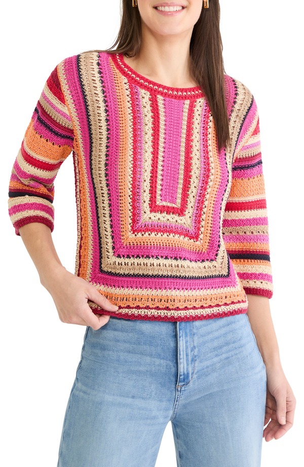 ニックプラスゾーイ レディース アウター パーカー・スウェット スウェーター NIC+ZOE Pastiche Mix Stitch Sweater Pink Multi サクラ色