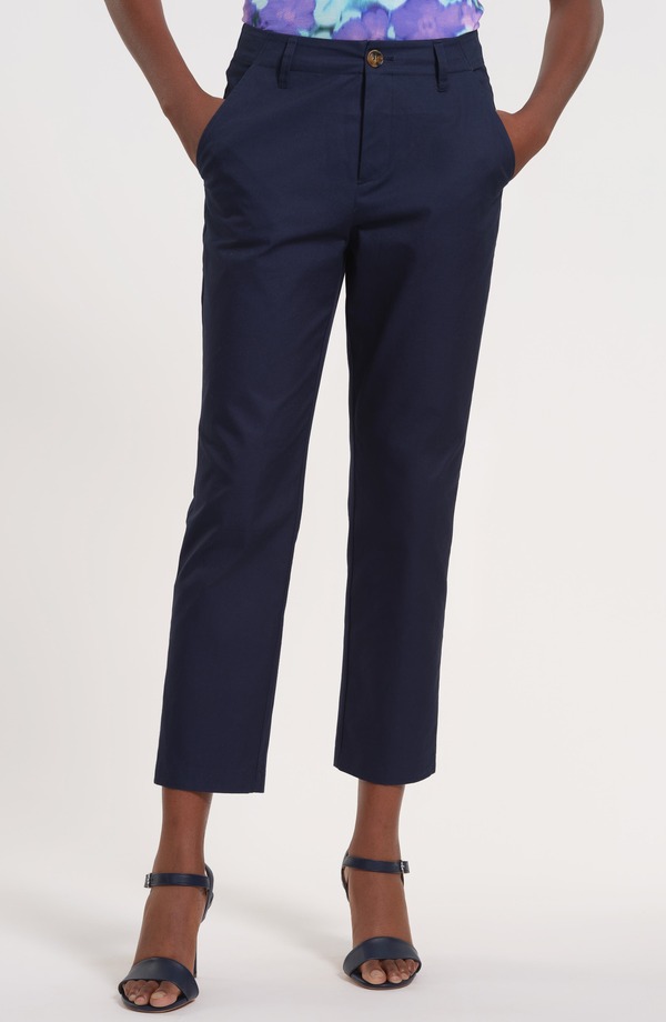 アイザック・ミズラヒ レディース ボトムス レギンスリムフィット ズボン下 綿織物 アンクル Isaac Mizrahi New York Slim Fit Ankle Cotton Pants Navy 米国海軍