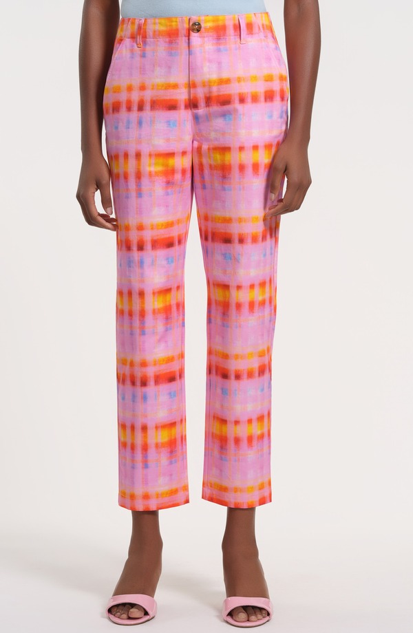 アイザック・ミズラヒ レディース ボトムス レギンスリムフィット ズボン下 綿織物 アンクル Isaac Mizrahi New York Slim Fit Ankle Cotton Pants Pink Multi さくら色
