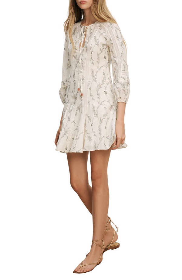 ヴェロニカ ベアード レディース トップス 衣裳 お花柄 ミニ 絹地 綿織物 お花 Veronica Beard Ollian Floral Cotton \u0026 Silk Minidress Dove Multi マルチ色合い