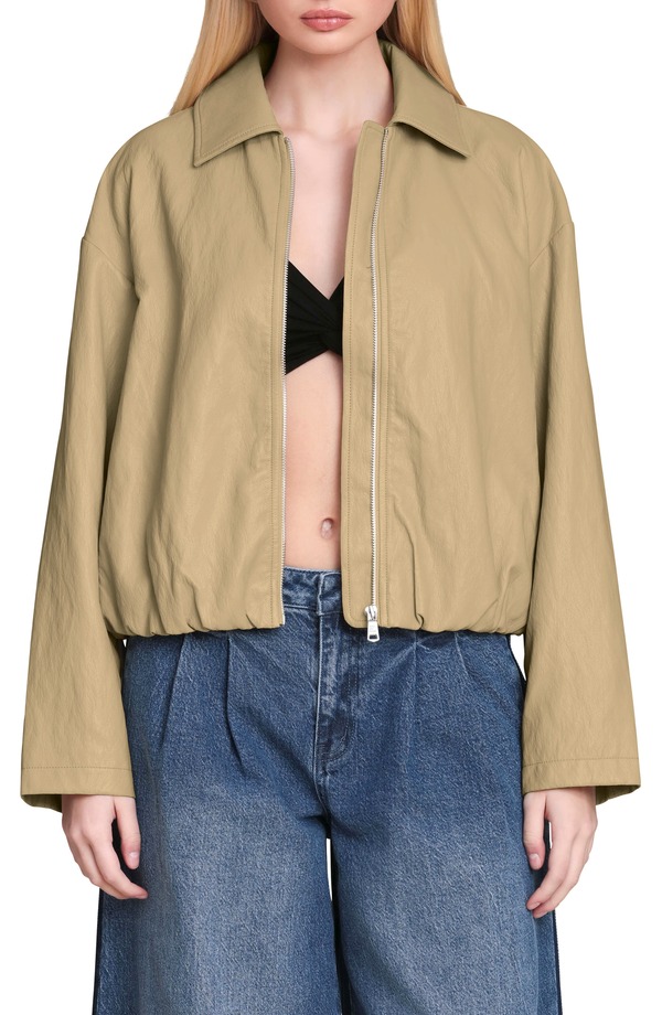 アヴェックレフィーユ レディース アウター 上衣・上衣 ミニ なめし革 Avec Les Filles Faux-Ever Leather Minimalist Bomber Jacket Ochre