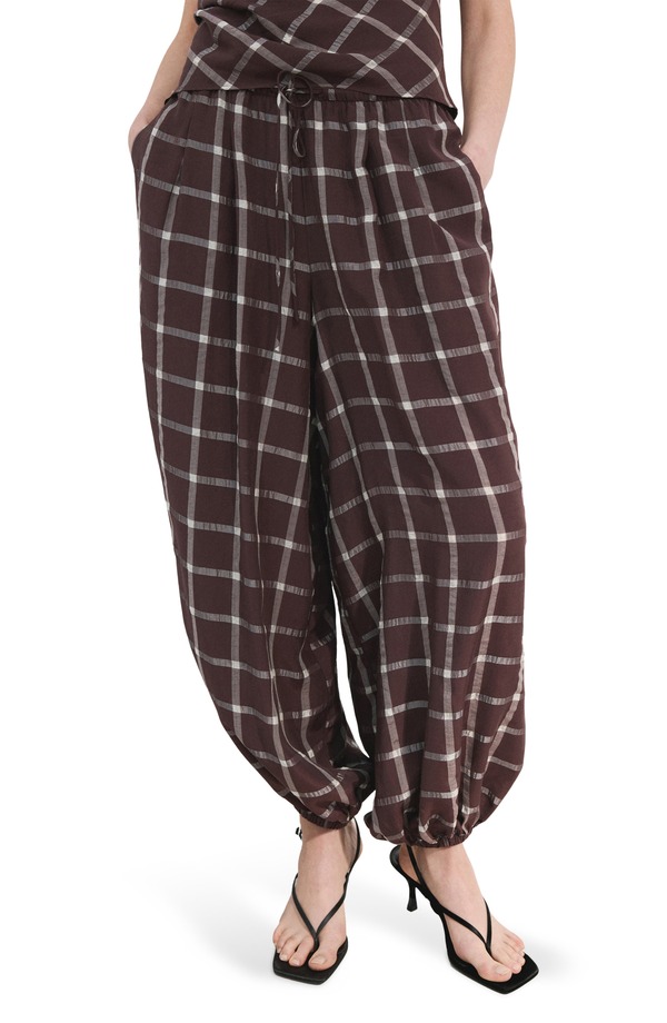 マンゴ レディース ボトムス レギンス ズボン下 MANGO Drawstring Balloon Pants Burgundy バーガンディ