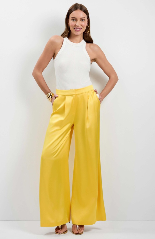 トリーナターク レディース ボトムス レギンス ズボン下 繻子 Trina Turk Pontaccio Satin Pants Lambretta Lemon