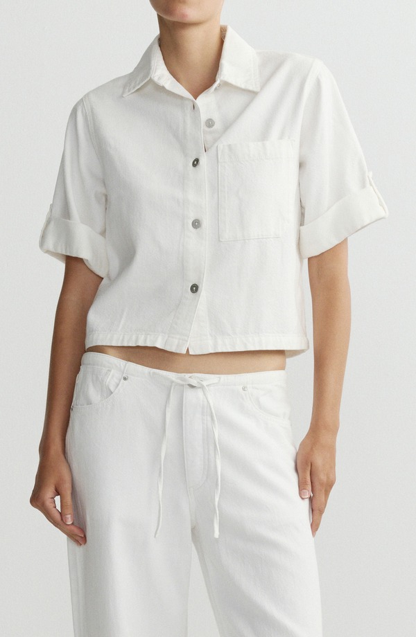 ディーエル 1961 レディース トップス プルオーバー DL1961 Montauk Cuff Sleeve Crop Shirt White Aura 白いこと