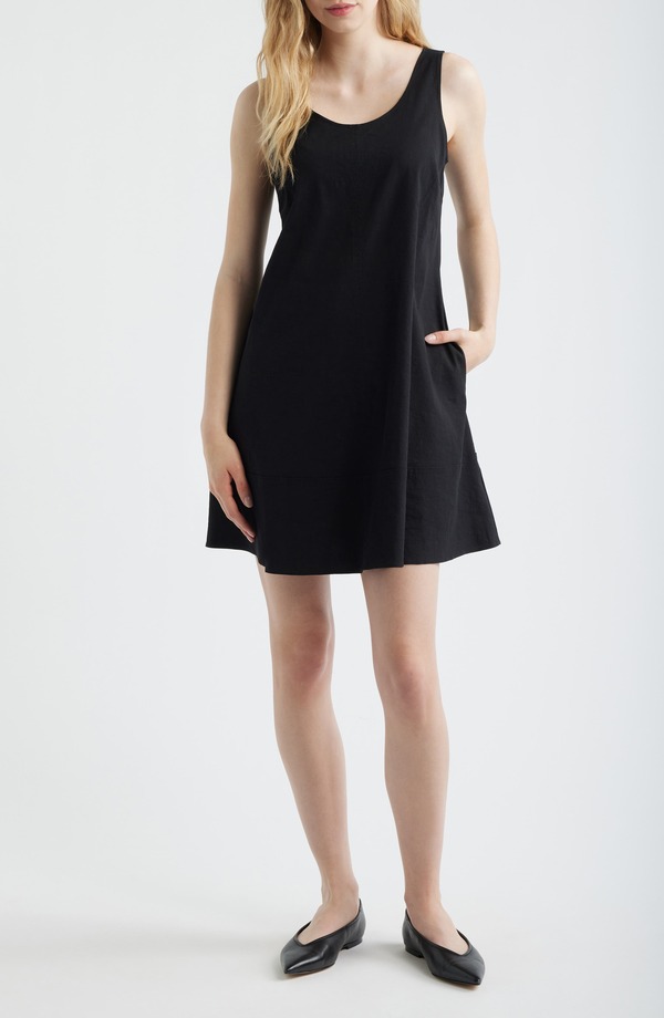 行動論理 レディース ボトムス 心地好いズボン下 リネン Theory Stretch Linen Blend Tank Dress Black 黒いこと