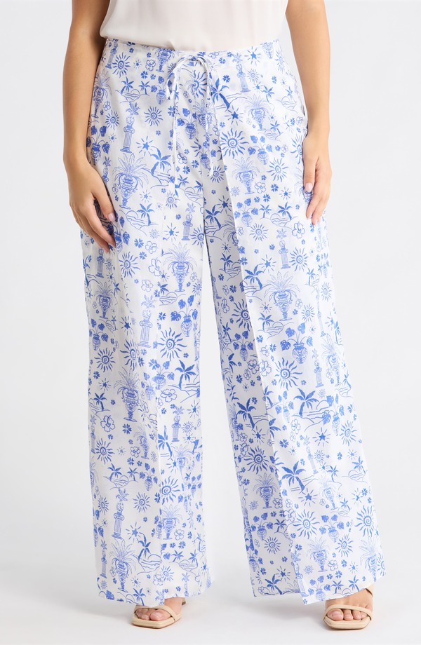 シュガーリップス レディース ボトムス レギンス 御機嫌酉の方角 ズボン下 SUGARLIPS Azul Tropics Nature High Waist Wrapants Blues-White 白いこと