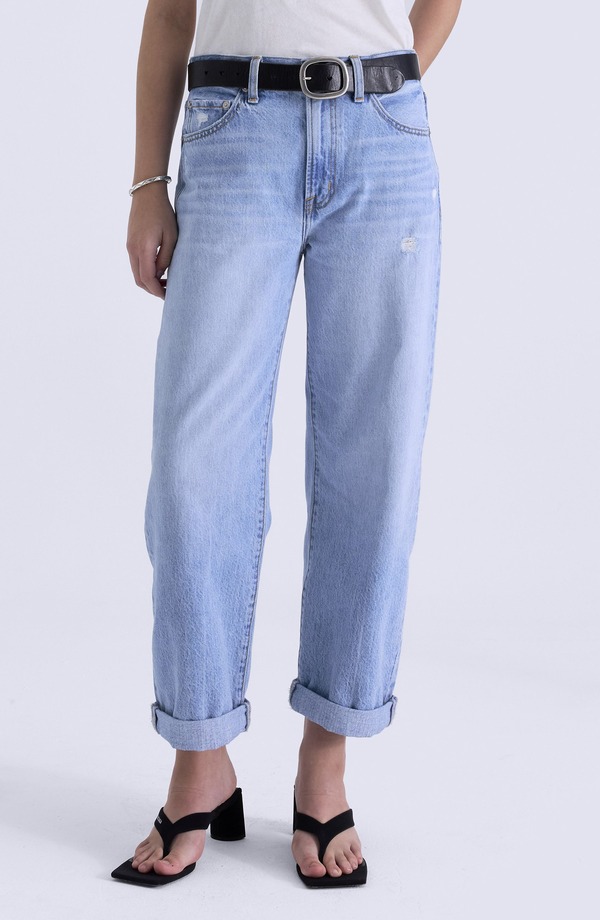 ピストーラ レディース ボトムス ジーンズズボン下 ご機嫌酉の方角 デニム Pistola Donny Cuffed High Waist Boyfriend Jeans Old Blues