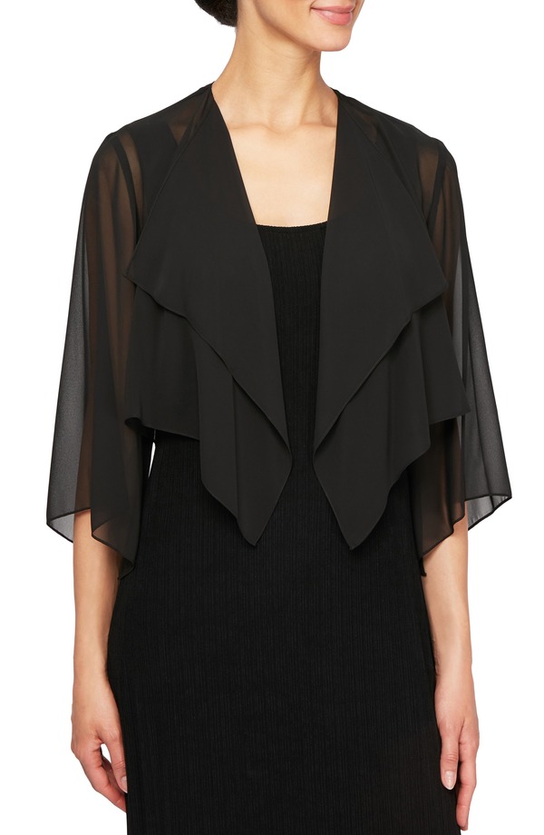 アレックスイブニングス レディース アウター パーカー・スウェット ジレー Alex Evenings Hanky Bolero Cardigan Black 黒いこと