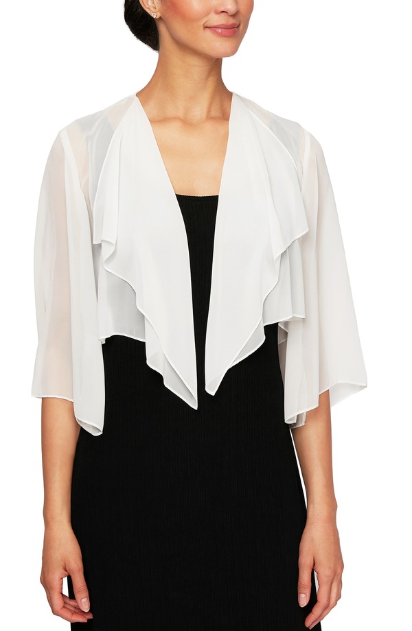 アレックスイブニングス レディース アウター パーカー・スウェット ジレー Alex Evenings Hanky Bolero Cardigan Ivory 象牙色