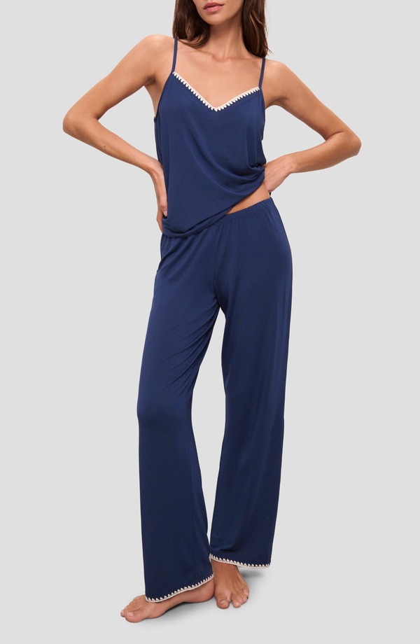 エバージェイ レディース アンダー御召しもの ナイト爵御召しもの Eberjey Frida Cami Pajamas Navy/ Ivory 象牙色