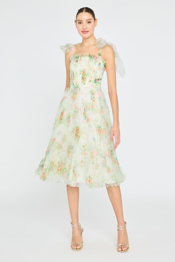 セイア レディース トップス ワンピース プリーツ Theia Betty Pleated Organza Dress Petite Primrose|ReVida 店