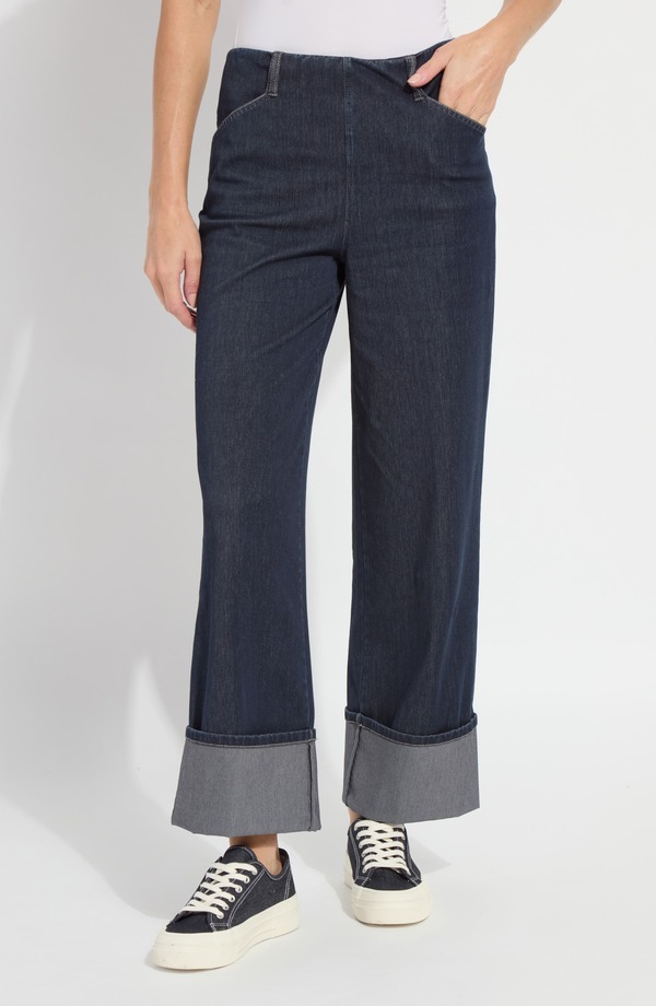 リジー レディース ボトムス ジーンズズボン下 ワイドレッグ デニム Lysse Samara Cuffed Pull-On Wide Leg Jeans Indigo インディゴ