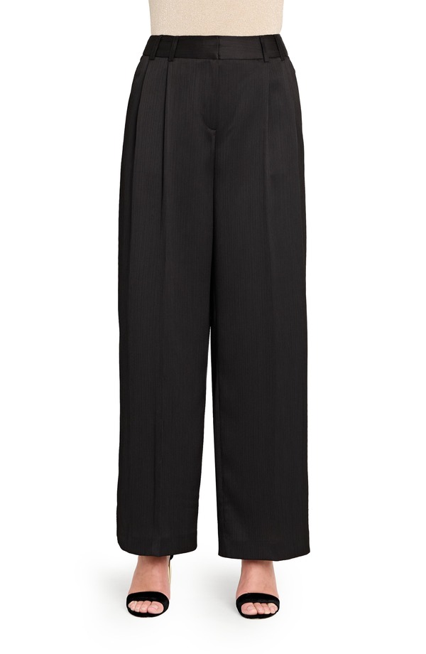 タハリエーエスエル レディース ボトムス レギンス ワイドレッグ ズボン下 繻子 Tahari ASL Crinkle Wide Leg Satin Pants Black 黒いこと