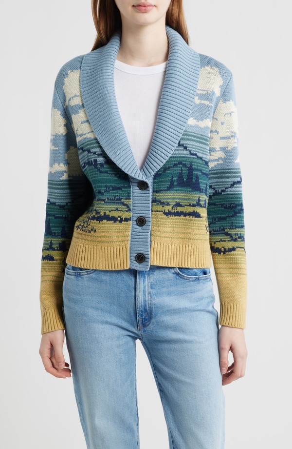 ペンドルトン レディース アウター パーカー・スウェット ジレー Pendleton Big Sky Cardigan Blue/ Yellow Multi 青色