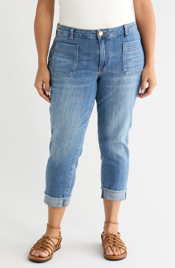 カットフロムザクロス レディース ボトムス カジュアルパンツ ハイウエスト ジーンズ KUT from the Kloth Amy High Waist Patch Pocket Crop Skinny Jeans Attractive|ReVida 店
