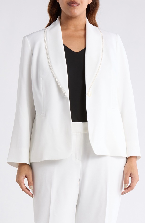 カスパール レディース アウター 上衣・上衣 KASPER Pearly Trim Jacket Lily White 白いこと