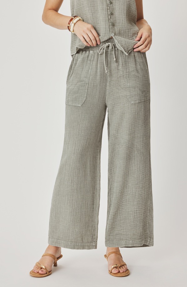 スプレンディット レディース ボトムス レギンス ズボン下 綿織物 Splendid Ava Cotton Gauze Drawstring Pants Eucalyptus Green 緑であること