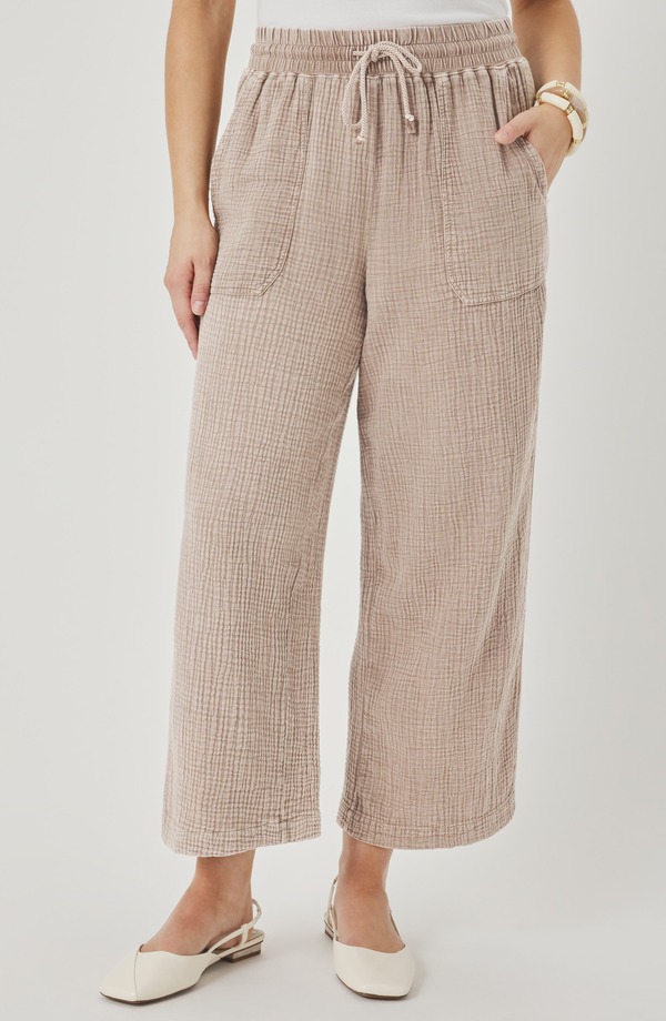 スプレンディット レディース ボトムス レギンス ズボン下 綿織物 Splendid Ava Cotton Gauze Drawstring Pants Light Wicker Brown 赤銅色