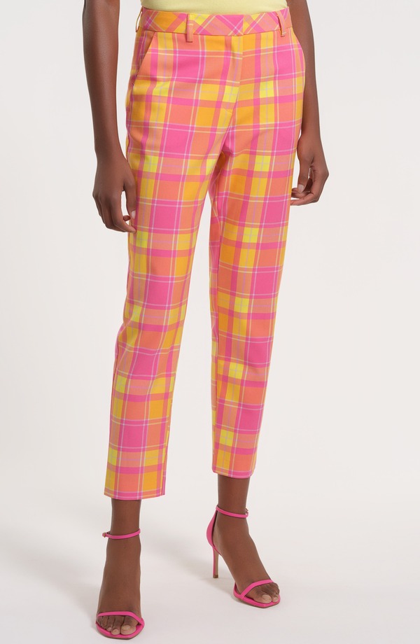 アイザック・ミズラヒ レディース ボトムス レギンスリムフィット ズボン下 アンクル Isaac Mizrahi New York Plaid Slim Fit Ankle Pants Pink Multi さくら色