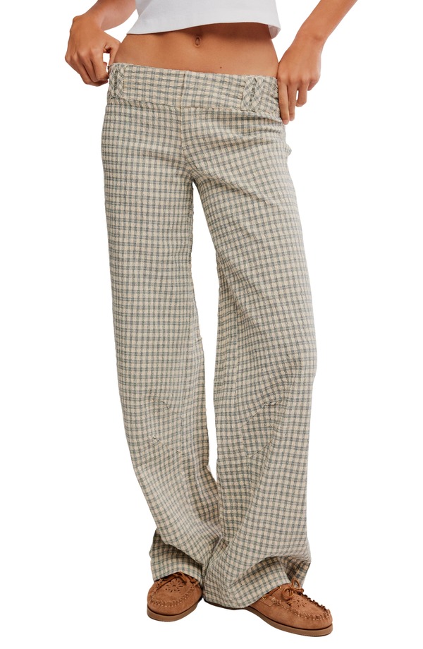 フリーピープル レディース ボトムス レギンス ズボン下 Free People Time Flies Windowpane Plaid Pants Neutral Combo 照合のしるし