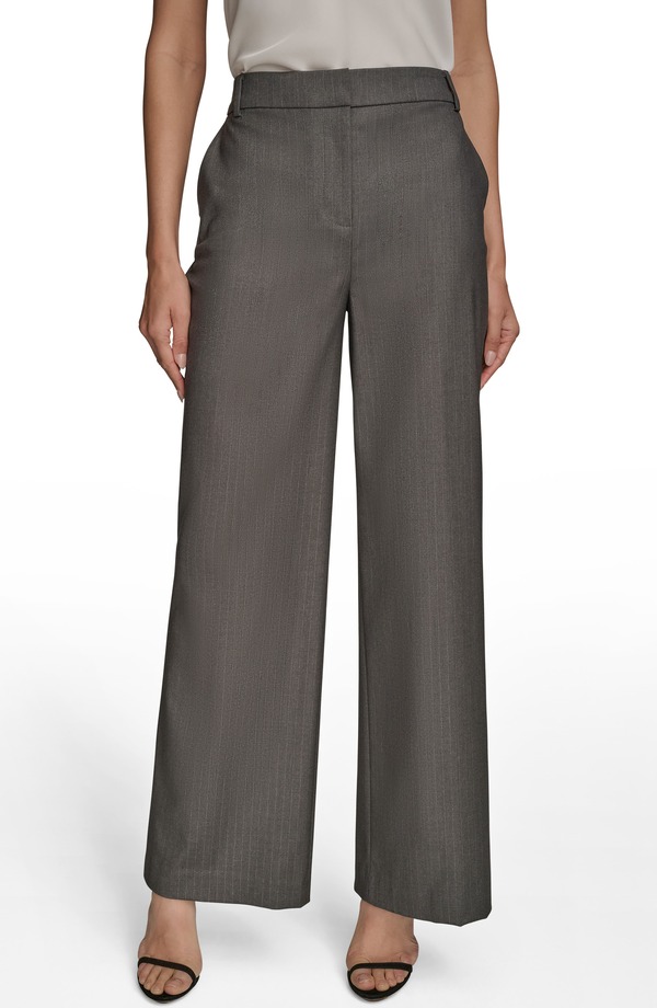 ダナ キャラン ニューヨーク州 レディース ボトムス レギンス ズボン下 Donna Karanew York Flat Front Pinstripe Pants Grey/ Silver 薄墨色