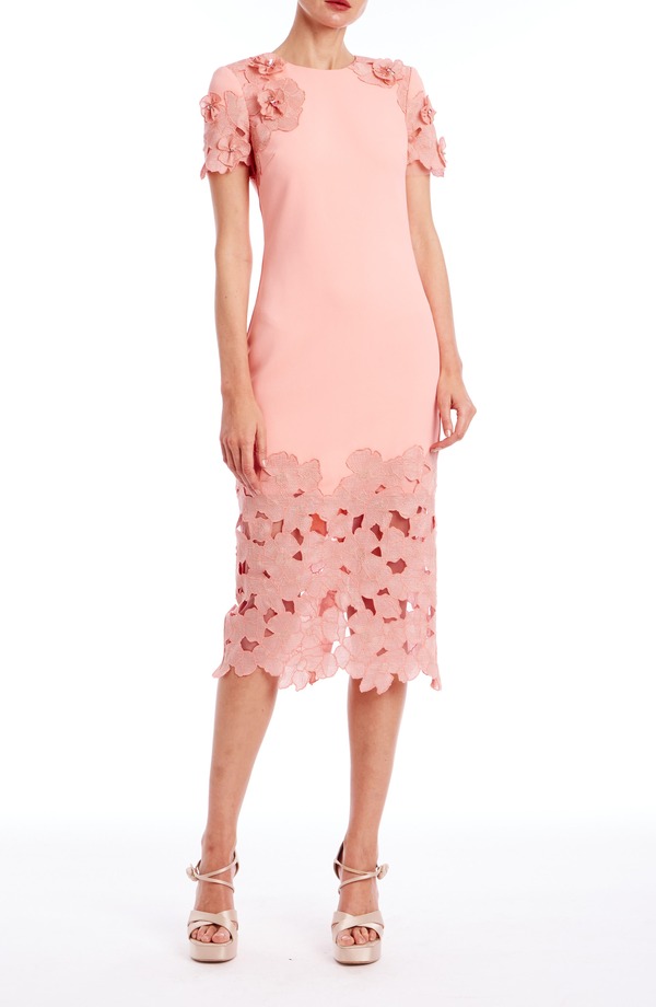 バッドグレイミッシカ レディース トップス 衣裳 お花柄 お花 Badgley Mischka Collection Floral Embellished Cocktail Dress Coral コーラル