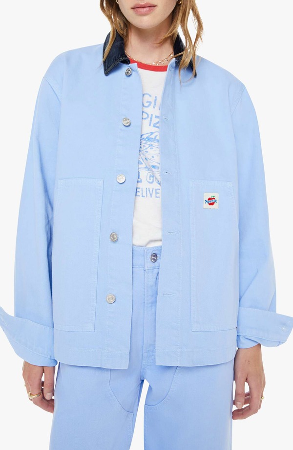 マザー レディース アウター ジャケット・ブルゾン MOTHER The Frontline Twill Chore Jacket Horseplay Vista Blue ブルー｜ReVida 店
