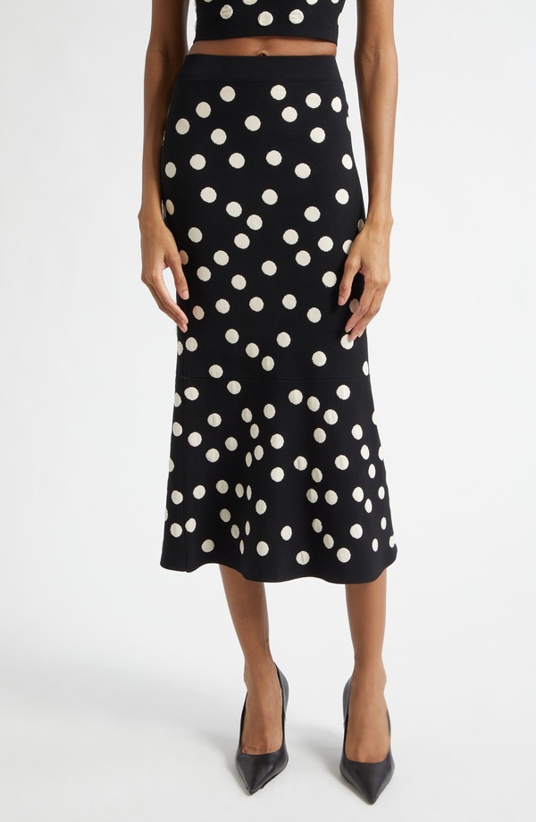 ラジャンス レディース 下つ方スコート 一点柄 一点 L\u0027AGENCE Mae Polka Dot Bias Cut Skirt Black/ Ecru Polka Dot エクリュ