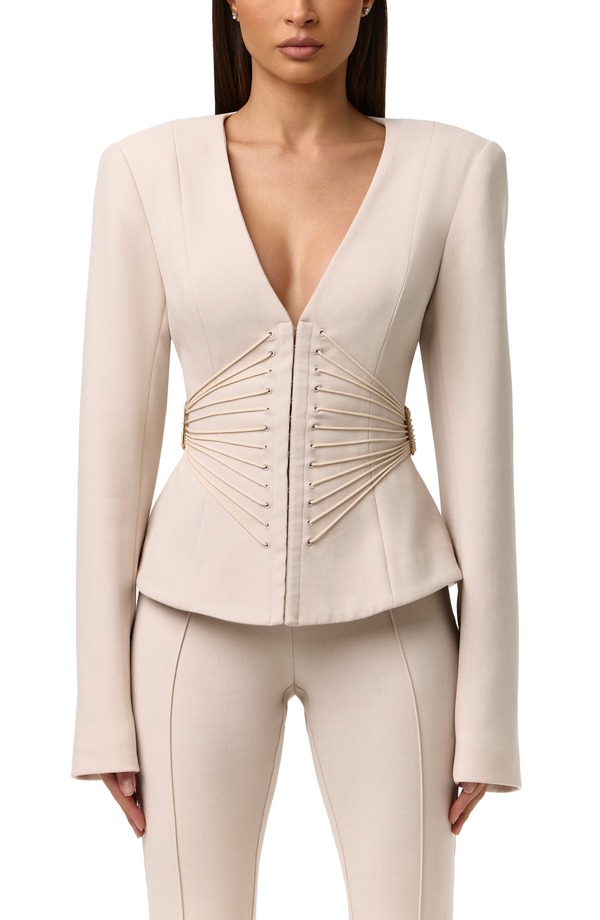 ネイキッドワードローブ レディース アウター ジャケット・ブルゾン ブレザー Naked Wardrobe Suiting Corset Blazer Melange Beige ベージュ|ReVida 店