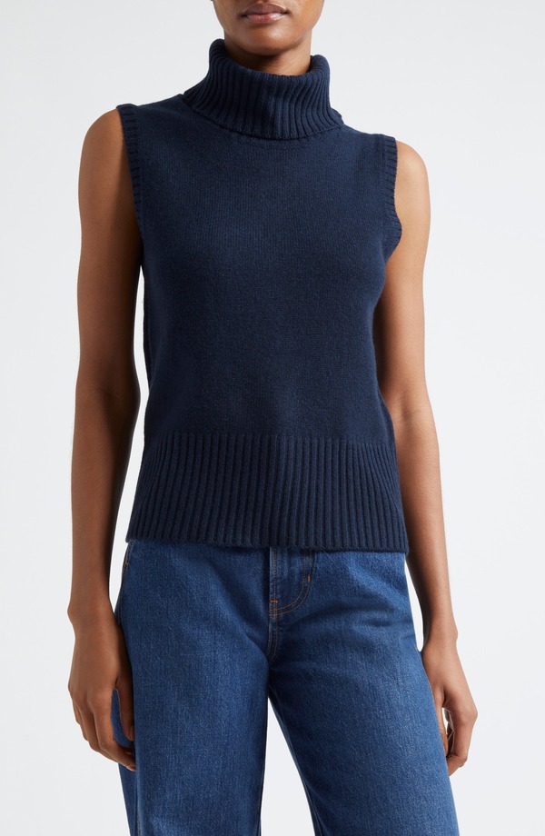 ヴェロニカ ベアード レディース アウター パーカー・スウェット タートルネック ティーシャツ ノースリーブ Veronica Beard Mazzy Sleeveless Cashmere Turtleneck Sweater Navy 米国海軍