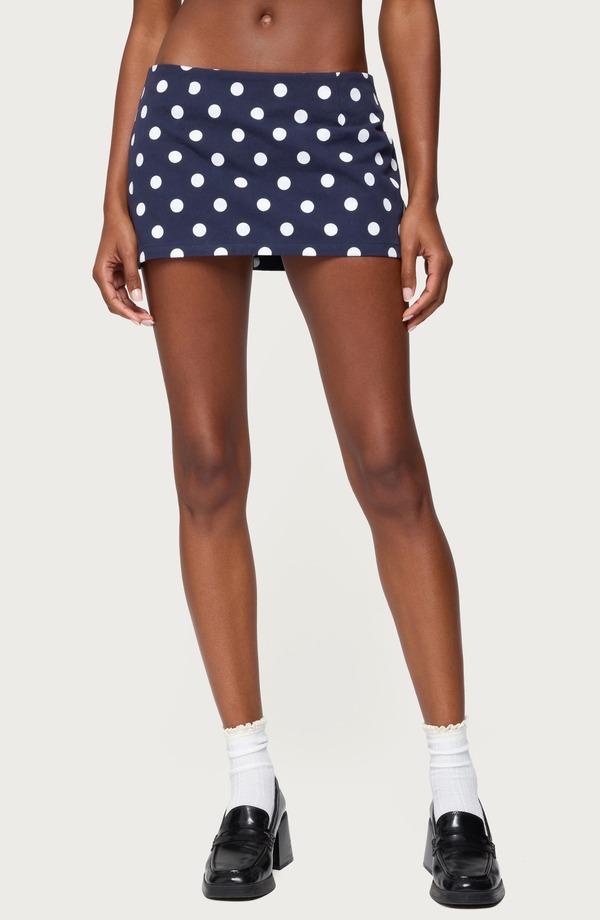アディクテッド レディース ボトムス 二分の一ズボン下・さる股引き ミニ EDIKTED Noreen Dot Miniskort Navy-And-White 白いこと