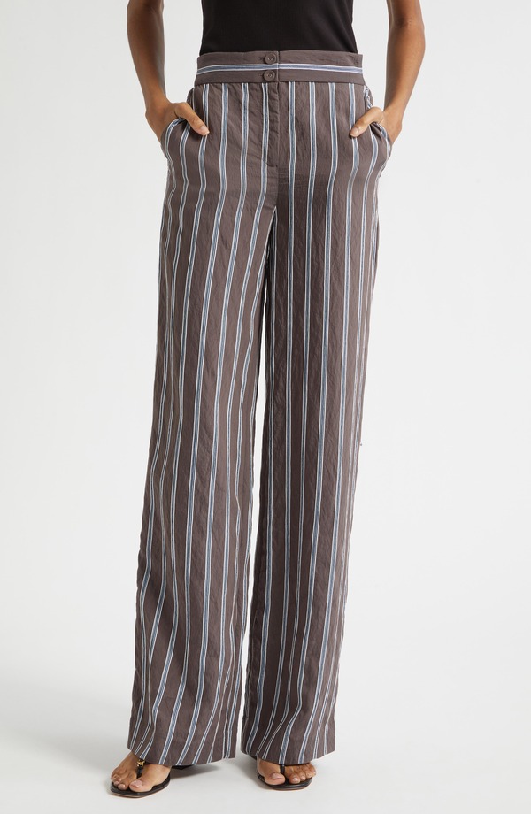ヴェロニカ ベアード レディース ボトムス レギンス ズボン下 Veronica Beard Carraway Stripe Wide Legs Pants Dark Mocha モカ