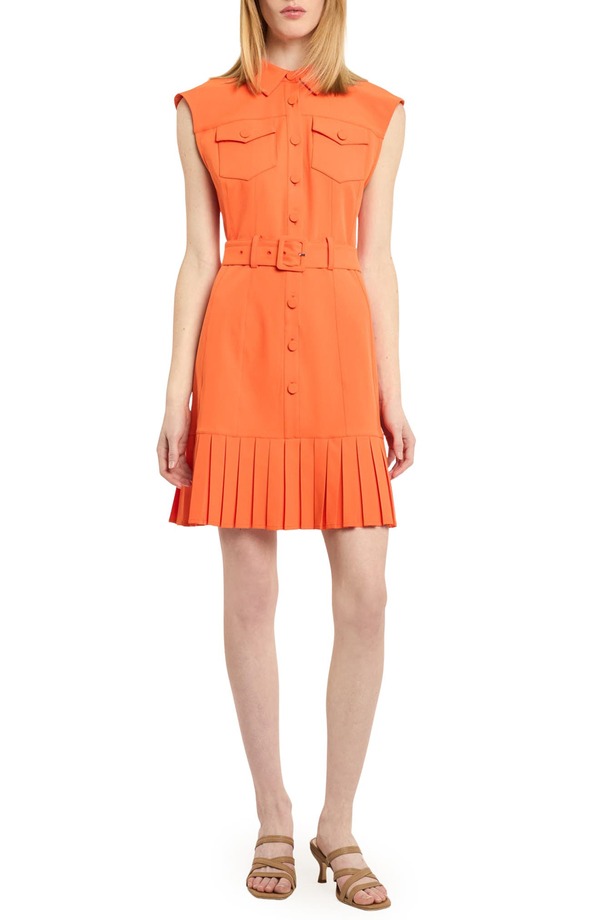 サンク セプト レディース トップス 衣装 プルオーバー Cinq Sept Doreen Belted Shirtdress Bright Clementine