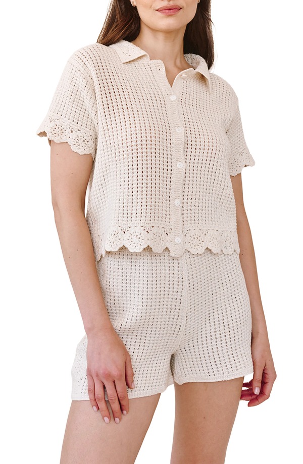 ベラダール レディース アウター パーカー・スウェット ジレー Bella Dahl Short Sleeve Crochet Cardigan Flower Bloom