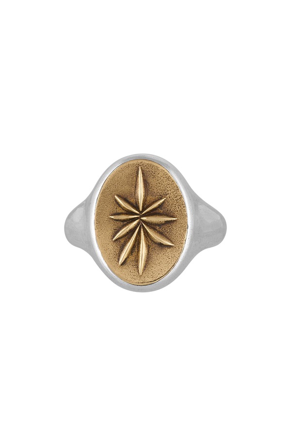 ジョンバルベイトス メンズ 佩び物 指環 John Varvatos Men\u0027s Artisan Sterling Silver \u0026 Brassignet Ring Mix しろがね色