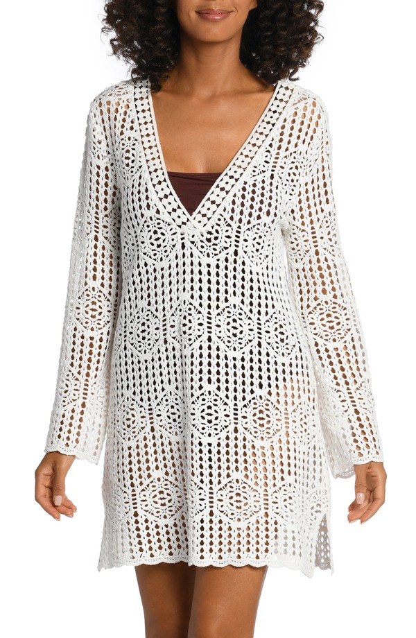 ラブランカ レディース トップス ワンピース コットン La Blanca Waverly Long Sleeve Cotton Cover-Up Dress Ivory アイボリー|ReVida 店