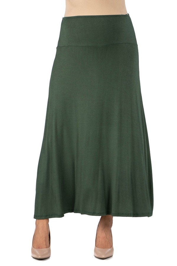 24 セブンコンフォート レディース ボトムスカート マタニティ マキシ 24seven Comfort Apparel Maternity Elastic Waist Maxi Skirt Olive オリーブ｜ReVida 店