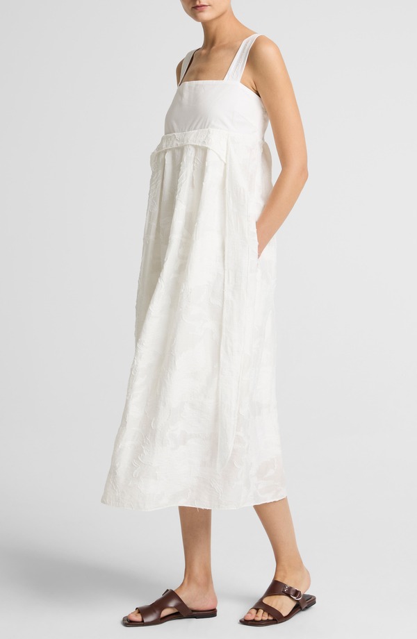 ヴィンス レディース トップス 衣裳 Vince Fil Coup Jacquard Mixed Media Dress Off White 象牙色