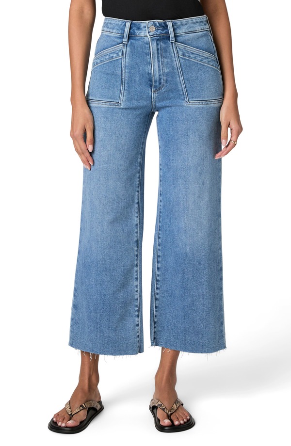 ペイジ レディース ボトムス デニムパンツ ワイドレッグ ハイウエスト アンクル ジーンズ PAIGE Anessa Raw Hem High Waist Ankle Wide Leg Jeans Veritas|ReVida 店