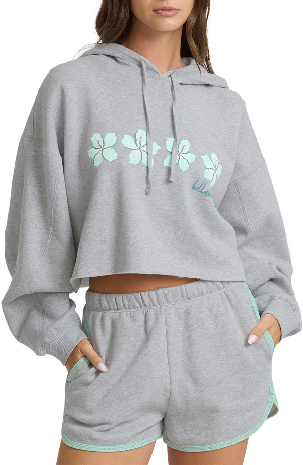 散らし広告ボン レディース アウター パーカー・スウェット フリース Billabong Palmer Fleece Crop Hoodie Heather Gray 薄墨色