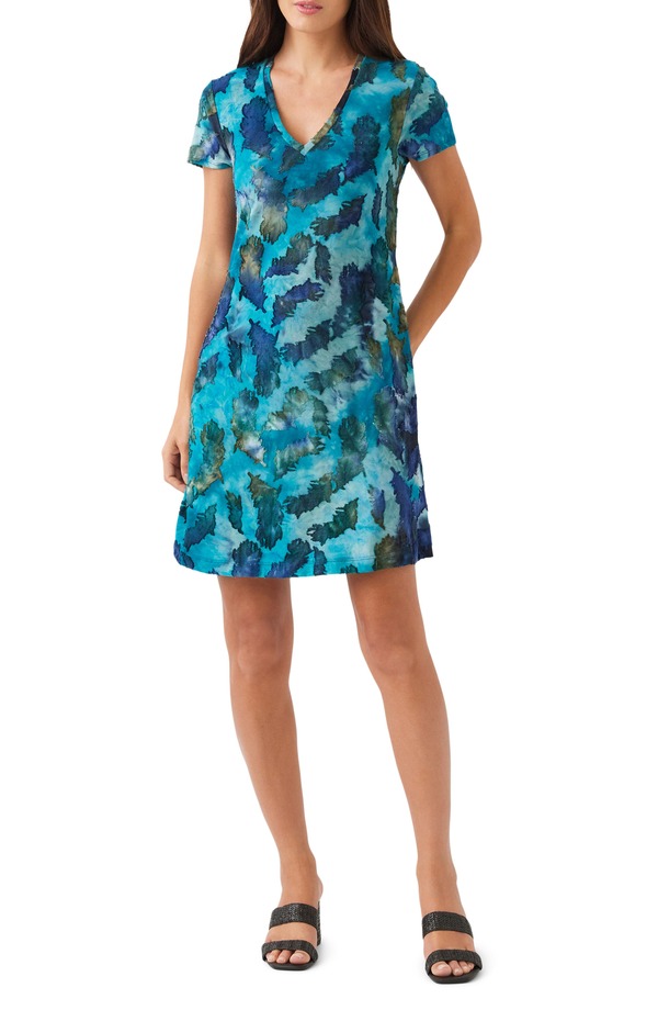 カレンケーン レディース トップス 衣装 A 伝達ルート Karen Kane Tie Dye Burnout A-Line Dress Teal ティール